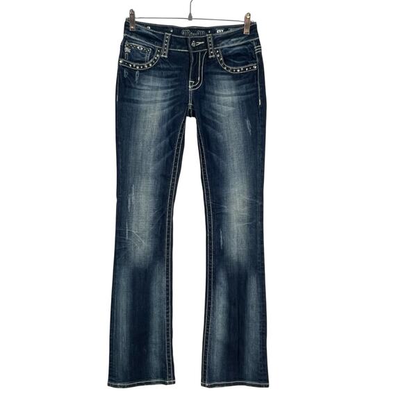 Miss Me Jeans Size 27 Embellished Studded Pockets Tall Long 34" inseam Bling - Picture 1 of 10